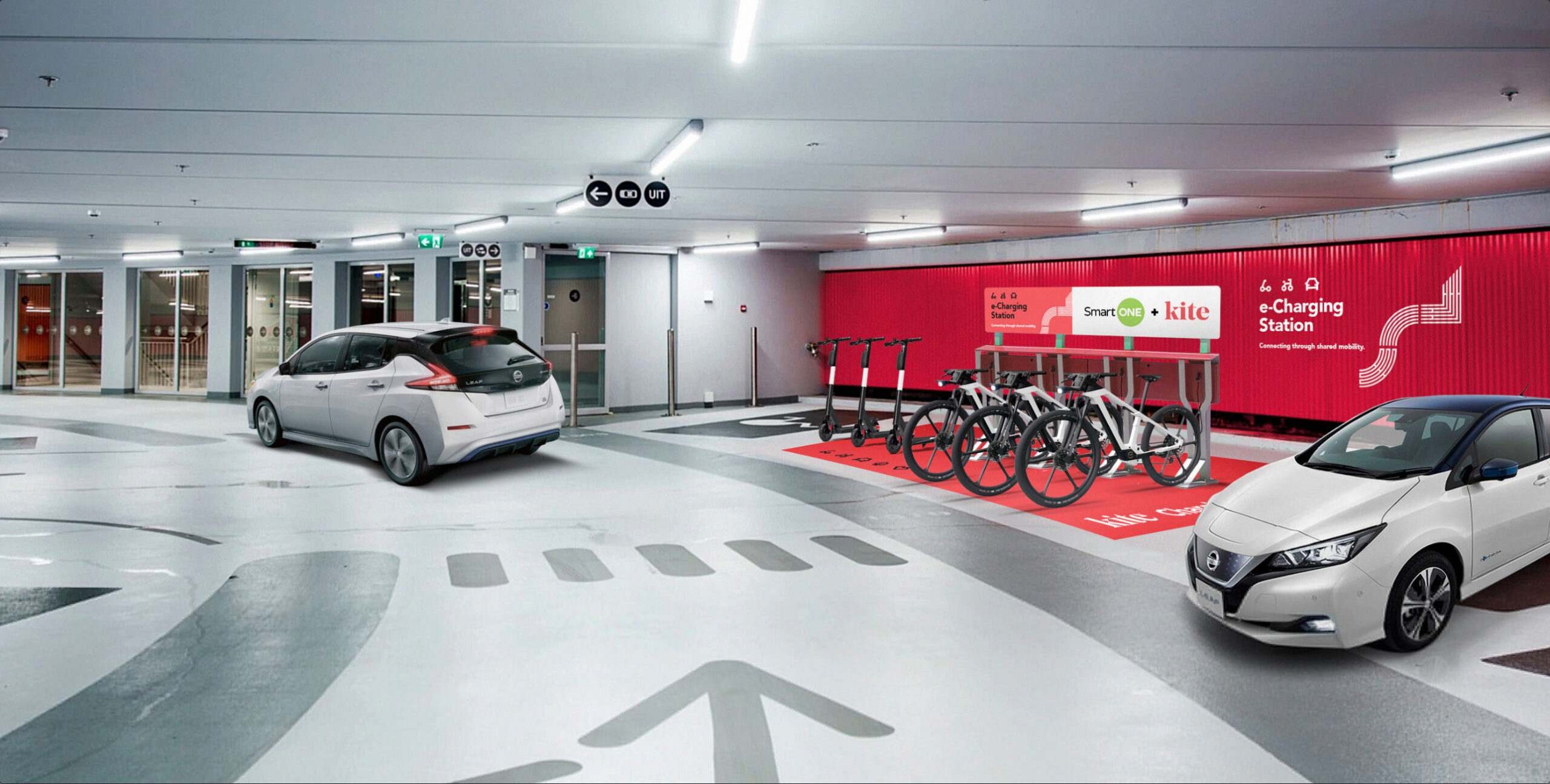 Parking garage Kite Mobility electric vehicle station