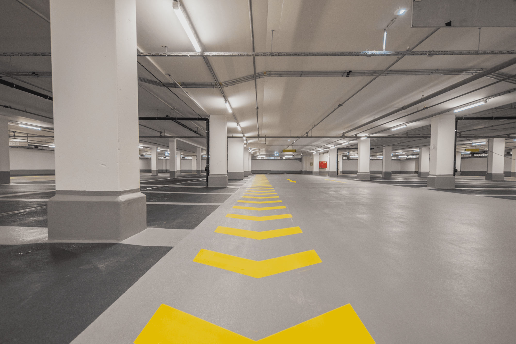 Empty parking garage with no vehicles