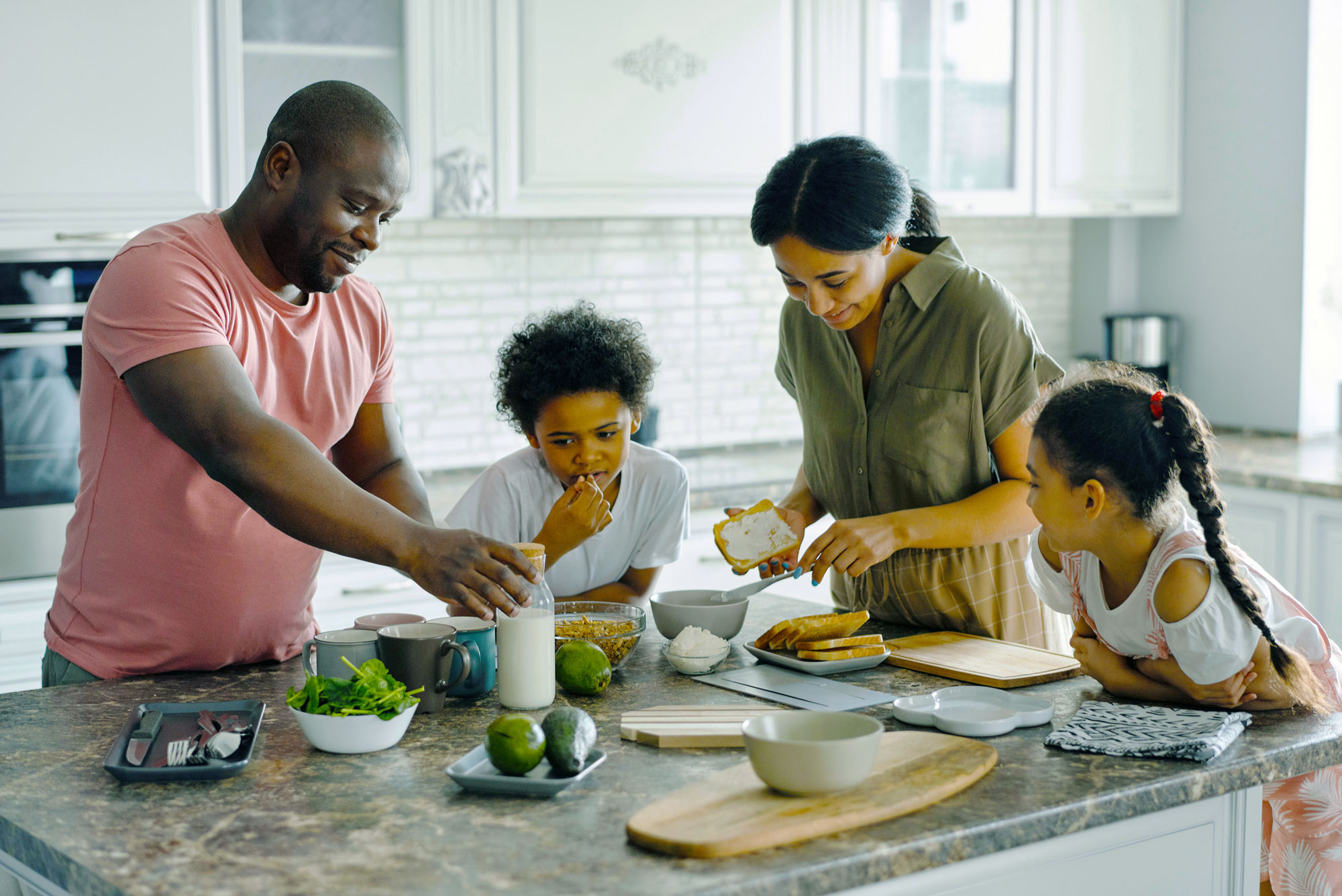 Family enjoying lunch together at home